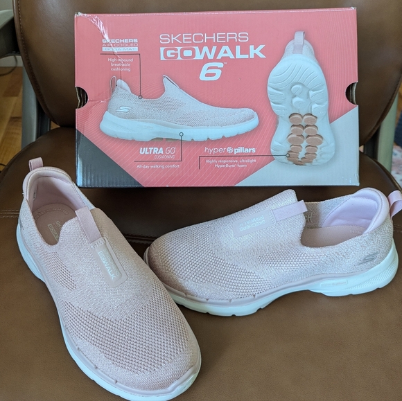 NWT Sketchers Lt Pink GO WALK sneakers (s:7) - Picture 2 of 6